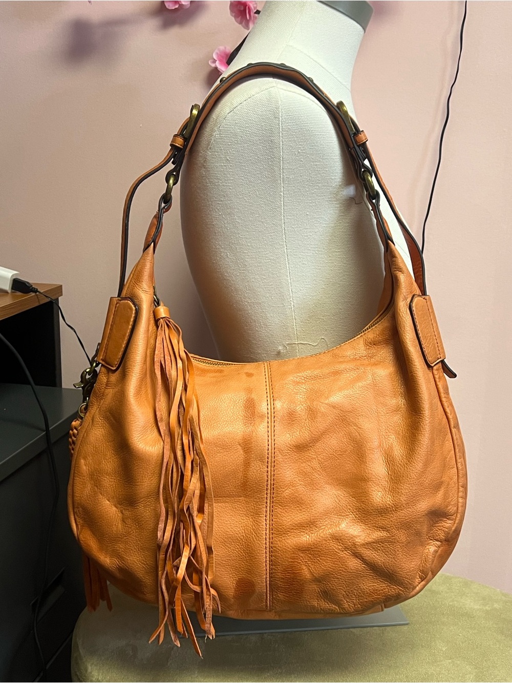 Lucky Brand Tan Leather Fringe Hobo